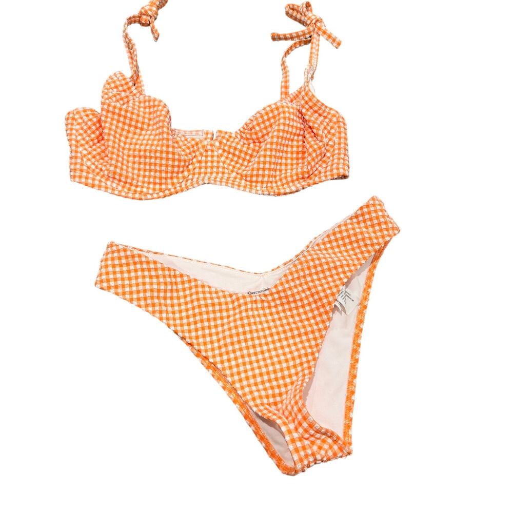 Abercrombie & Fitch Orange Gingham Bikini Size Medium